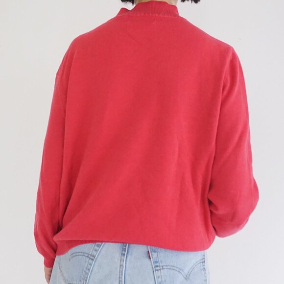 VTG Alfred Dunner Red Cotton Retro 90s Eclectic Grandpa Mock Neck Sweater XL - Picture 2 of 8
